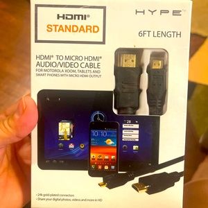 HYPE HDMI STANDARD for Motorola Xoom,Tablets &Smartphones micro HDMI 6ft lenght